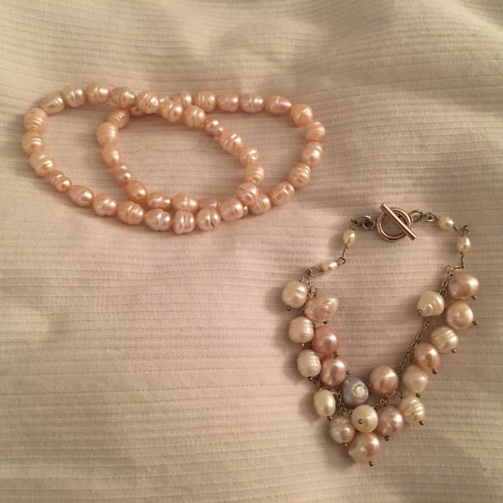 Silver & Pastel Fresh Water Pearl Bracelets